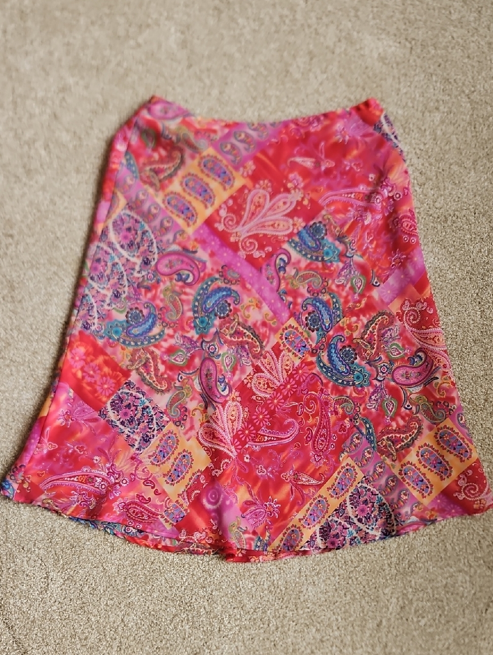 Coldwater Creek Size S Pink Paisley A-Line Skirt With Lining